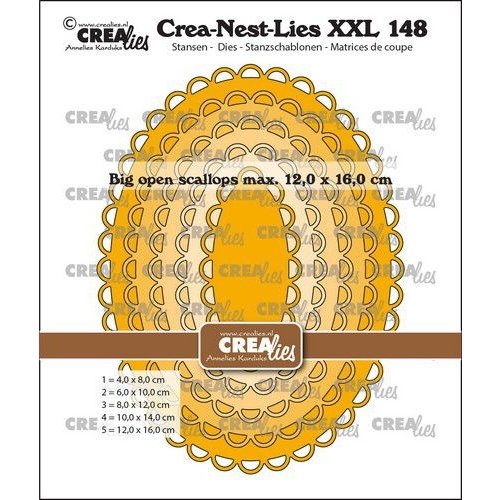 Crealies CLNestXXL148 - Crealies Crea-Nest-Lies XXL Ovalen grote open schulprand CLNestXXL148 max. 12 x 16 cm