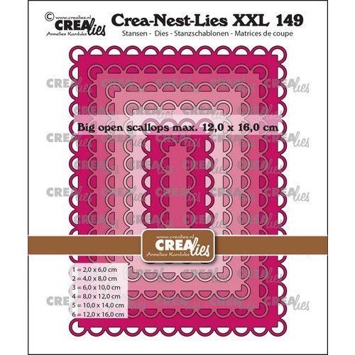 Crealies CLNestXXL149 - Crealies Crea-Nest-Lies XXL Rechthoeken grote open schulprand CLNestXXL149 max. 12 x 16 cm