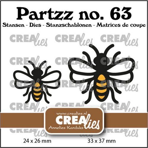 Crealies CLPartzz63 - Crealies Partzz Bijen klein en middel CLPartzz63 24 x 26 mm + 33 x 37 mm