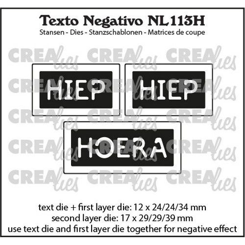 Crealies NL113H - Crealies Texto Negativo HIEP HIEP HOERA (H)  - (NL) NL113H max. 17 x 39 mm