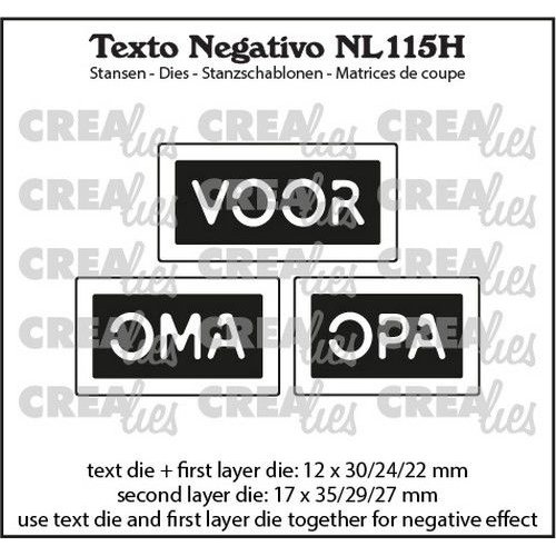 Crealies NL115H - Crealies Texto Negativo VOOR OMA OPA (H)  - (NL) NL115H max. 17 x 35 mm