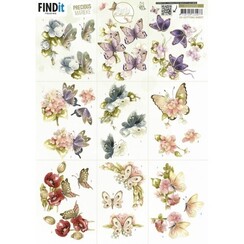 CD12018 - 10 stuks knipvel - Precious Marieke - Beautiful Butterfly - mini