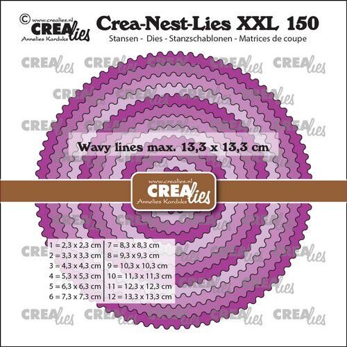 Crealies Crealies Crea-Nest-Lies XXL Cirkels met golfrandje CLNestXXL150 13,3x13,3 cm