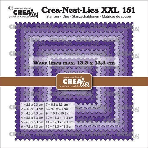 Crealies Crealies Crea-Nest-Lies XXL Vierkanten met golfrandje CLNestXXL151 13,3x13,3 cm