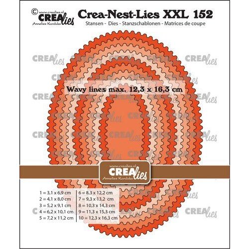 Crealies Crealies Crea-Nest-Lies XXL Ovalen met golfrandje CLNestXXL152 12,3x16,3 cm
