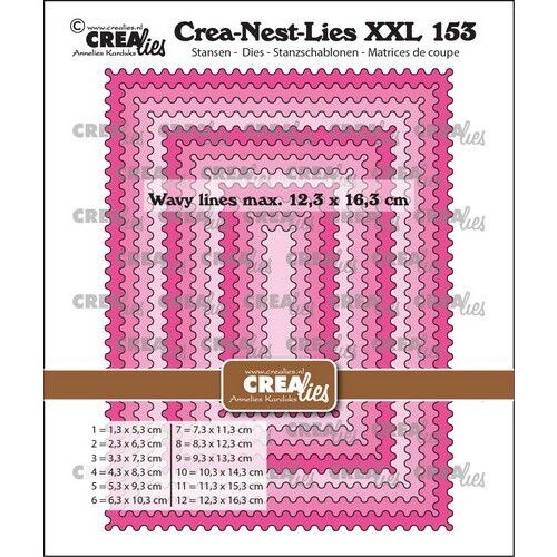Crealies Crealies Crea-Nest-Lies XXL Rechthoeken met golfrandje CLNestXXL153 12,3x16,3 cm
