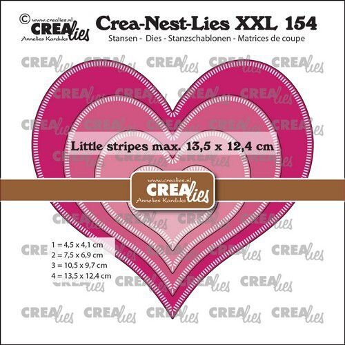 Crealies Crealies Crea-Nest-Lies XXL Harten met kleine streepjes CLNestXXL154 13,5x12,4 cm