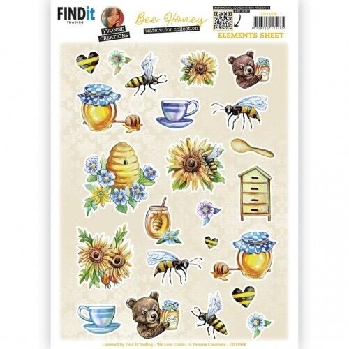 Yvonne Creations CD11936 - 10 stuks knipvel - Yvonne Creations - Bee Honey - Small Elements A