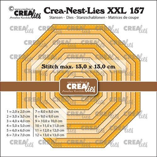 Crealies Crealies Crea-Nest-Lies XXL Achthoek stiksteek CLNestXXL157 max.13x13cm