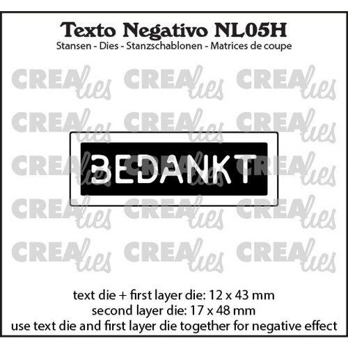 Crealies Crealies Texto Negativo Bedankt - NL (H) NL05H max.17x48mm