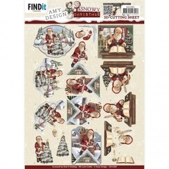 CD11963 - 10 stuks knipvel - Amy Design - Snowy Christmas - Snowy Santa