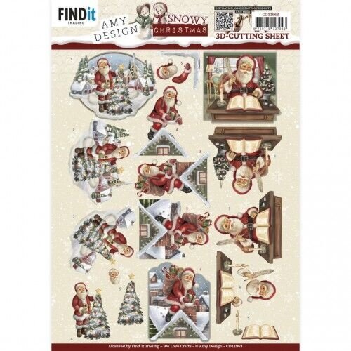 Amy Design CD11963 - 10 stuks knipvel - Amy Design - Snowy Christmas - Snowy Santa