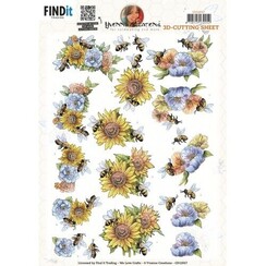 CD12037 - 10 stuks knipvel- Yvonne Creations - Flowers and Bees