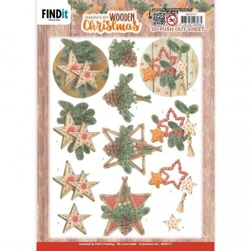 Jeanines Art SB10777 - Uitdrukvel - Jeanine's Art - Wooden Christmas - Wooden Stars