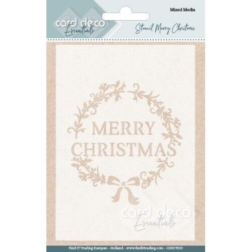 Card Deco CDEST023 - Card Deco Essentials - Mixed Media Stencil - Merry Christmas