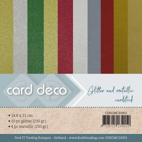 Card Deco CDEGMC10001 - Card Deco Essentials - Glitter and metallic cardstock - Christmas A5