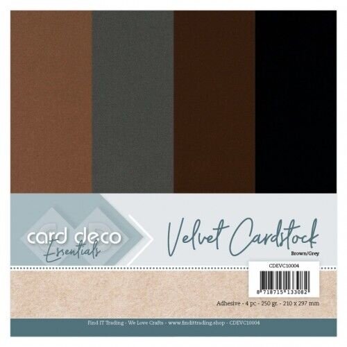 Card Deco CDEVC10004 - Card Deco Essentials - Velvet, Velours, Fluweel en zelfklevend Karton Brown/Grey