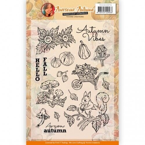 YCCS10076 - Clear Stamps - Yvonne Creations - Awesome Autumn - Happy Fall