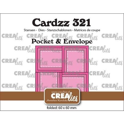 Crealies Crealies Cardzz pocket & envelop - rechthoek CLCZ321 folded: 6 x 6 cm