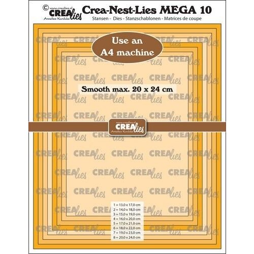 Crealies Crealies Crea-Nest-Lies Mega Rechthoek glad CLNestMega10 For A4 machine: max. 20 x 24 cm