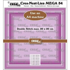 Crealies Crea-Nest-Lies Mega Vierkant stiksteek CLNestMega34 For A4 machine: max. 20 x 20 cm