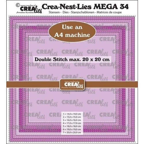 Crealies Crealies Crea-Nest-Lies Mega Vierkant stiksteek CLNestMega34 For A4 machine: max. 20 x 20 cm