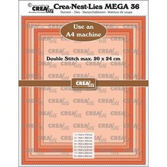 Crealies Crea-Nest-Lies Mega Rechthoek stiksteek CLNestMega36 For A4 machine: max. 20 x 24 cm