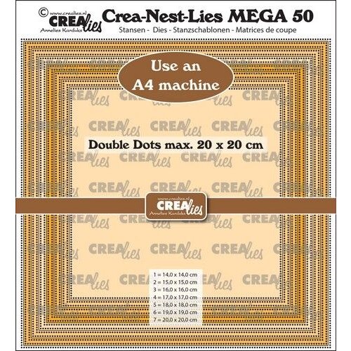 Crealies Crealies Crea-Nest-Lies Mega Vierkant stippen CLNestMega50 For A4 machine: max. 20 x 20 cm