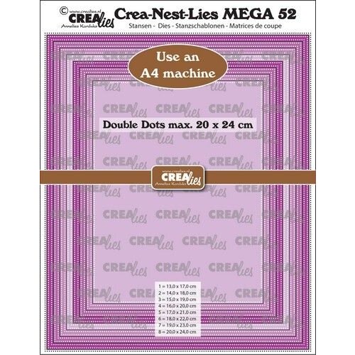 Crealies Crealies Crea-Nest-Lies Mega Rechthoek stippen CLNestMega52 For A4 machine: max. 20 x 24 cm