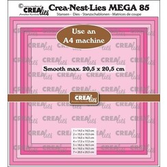 Crealies Crea-Nest-Lies Mega Vierkant glad halve cm CLNestMega85 For A4 machine: max. 20,5 x 20,5 cm