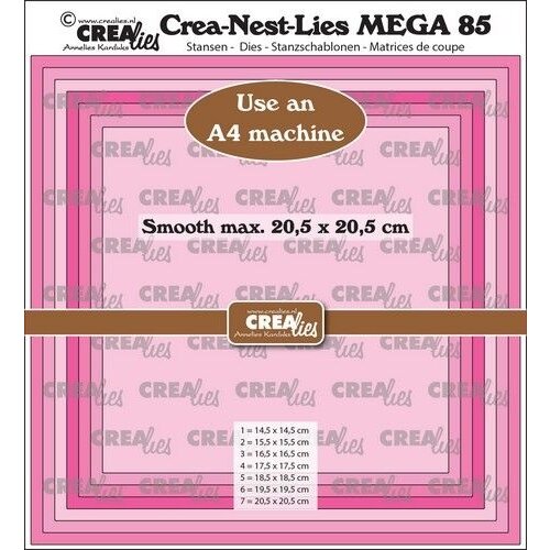 Crealies Crealies Crea-Nest-Lies Mega Vierkant glad halve cm CLNestMega85 For A4 machine: max. 20,5 x 20,5 cm