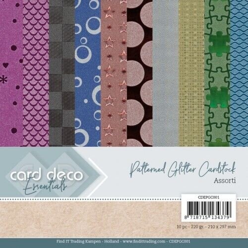 Yvonne Creations CDEPGC001  - Card Deco Essentials - Patterned Glitter Cardstock A4