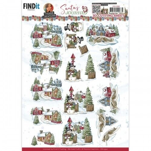 Yvonne Creations CD11990  - 10 stuks knipvel - Yvonne Creations - Santa's Journey - Village