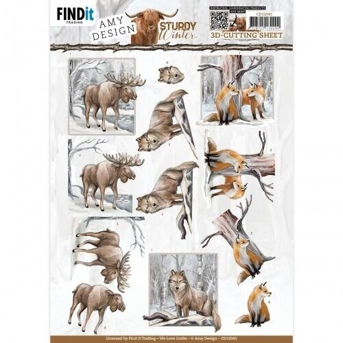 Amy Design CD12041 - 10 stuks knipvel - Amy Design - Sturdy Winter - Moose