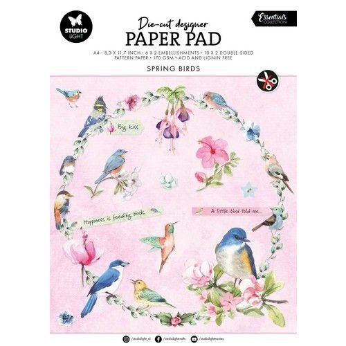 Studio Light Die-cut Paper Pad Spring birds Essentials nr.144 SL-ES-DCPP144 294x210x9mm