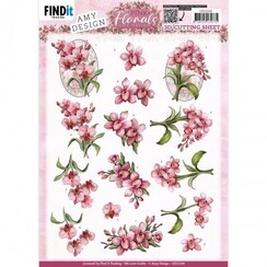 CD12104 - 10 stuks knipvel- Amy Design - Pink Florals - Orchid