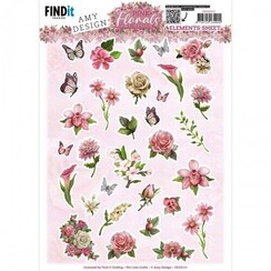 CD12111 - 10 stuks knipvel - Amy Design - Pink Florals - Small Elements