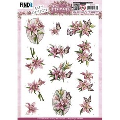 SB10896 - Uitdrukvel - Amy Design - Pink Florals - Lillies