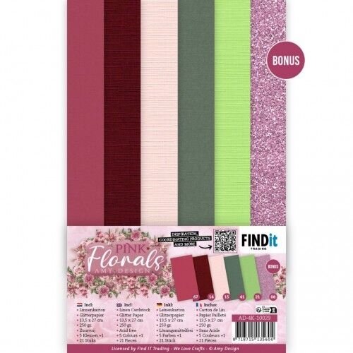 AD-4K-10029 - Linen Cardstock Pack - Amy Design - Pink Florals - 4K
