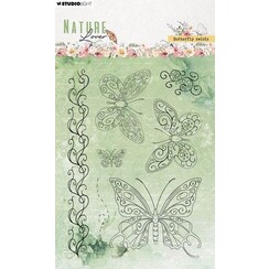 Studio Light Clear Stamps Butterfly swirls Nature Lover nr.591 SL-NL-STAMP591 99x139x3mm