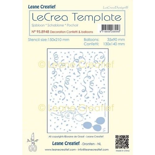 Leane Creatief LeCrea - Decoratie Stencil Confetti  & Ballonnen 95.8948 150x210mm