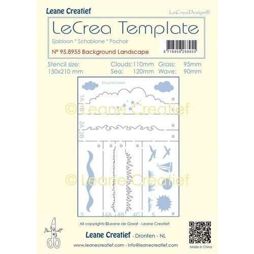 Leane Creatief LeCrea - Stencil achtergrond Landschap, Wolken, Zee, Gras, Golven 95.8955 150x210mm