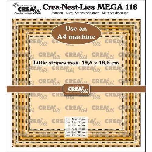 Crealies Crealies Crea-Nest-Lies Mega Vierkanten - streepjes halve cm CLNestMega116 19,5x19,5cm