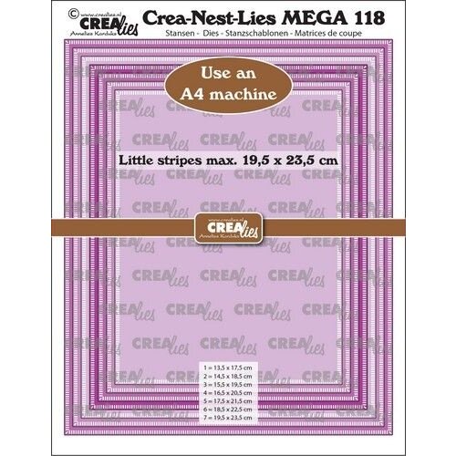 Crealies Crealies Crea-Nest-Lies Mega Rechthoeken - streepjes halve cm CLNestMega118 19,5x23,5cm