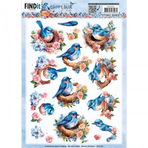 SB10902 - Uitdrukvel - Berries Beauties - Happy Blue Birds - Birds's Nest