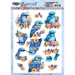 SB10901 - Uitdrukvel - Berries Beauties - Happy Blue Birds - Blue Bird