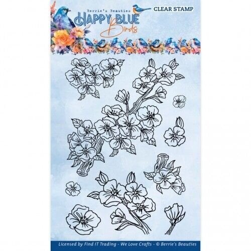 BBCS10002 - Clear Stamps - Berries Beauties - Happy Blue Birds - Floral Branch