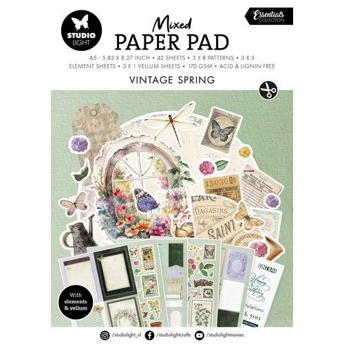 Studio Light Mixed Paper Pad Vintage spring Essentials nr.30 SL-ES-MPP30 148x210x9mm