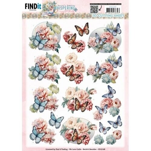 CD12149 - 10 stuks knipvel Berries Beauties - Whispering Spring - Butterfly