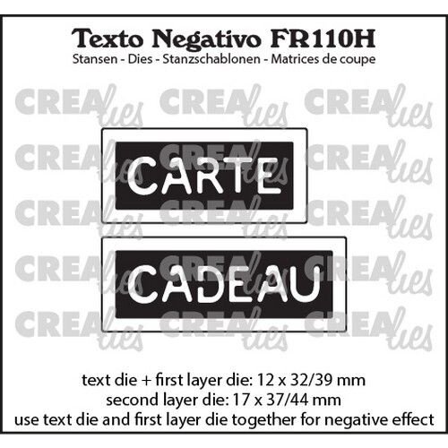 Crealies Crealies Texto Negativo CARTE CADEAU - FR (H) FR110H 12x32/39 - 17x37/44 mm